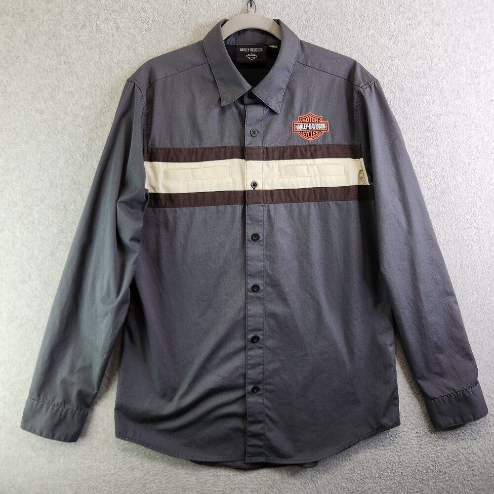 Harley Davidson Shirt Mens M Performance Colorblock Racing Pit Crew Garage Bike